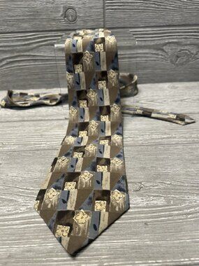 Peter Thomas By Superba 100% Silk Men’s Neck Tie Made In USA Brown Blue Flower